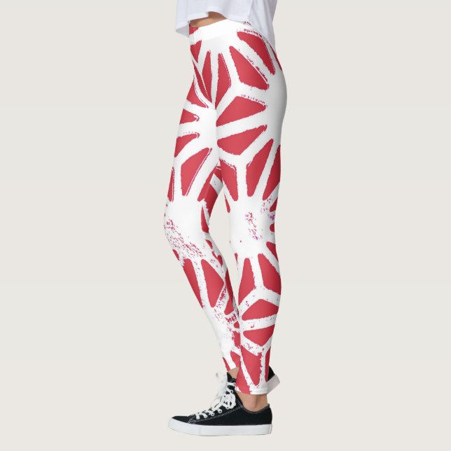 Leggings Motif géométrique rouge (Gauche)