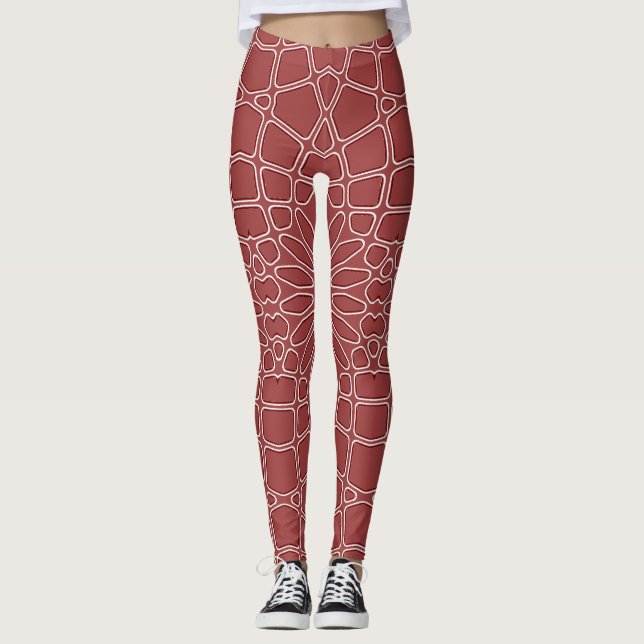 Leggings Motif géométrique rouge "Arts_créatifs" (Devant)