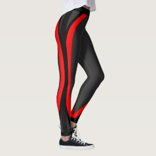 Leggings Motif Géométrique Rouge Noir Moderne