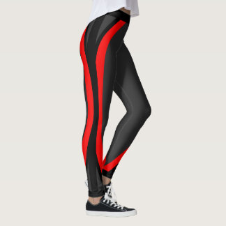 Leggings Motif Géométrique Rouge Noir Moderne