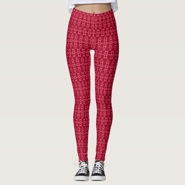 Leggings Motif géométrique rouge rétro (Devant)