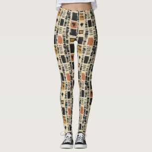 Leggings Motif géométrique rustique en boue de coton (2)