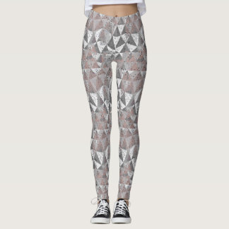 Leggings motif géométrique tons gris avec triangles