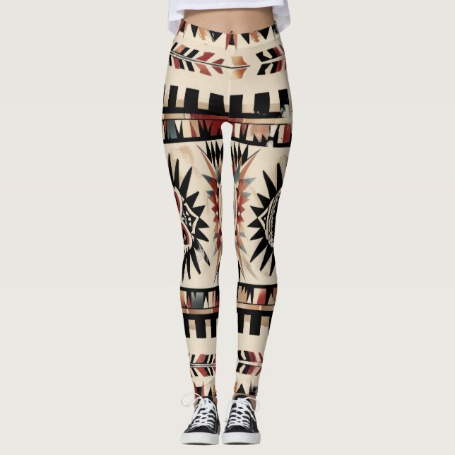 Leggings Motif géométrique Tribal Aztec (Devant)