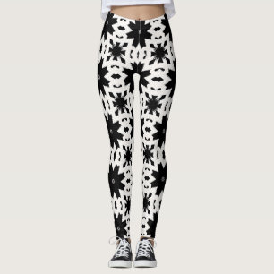 Leggings Motif géométrique tribal en noir et blanc en explo