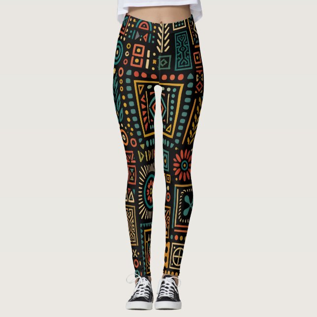 Leggings Motif géométrique tribal moderne (Devant)