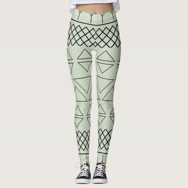 Leggings Motif géométrique vert (Devant)