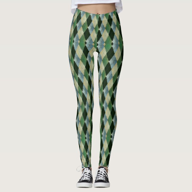 Leggings Motif géométrique vert beige vintage Saint-Patrick (Devant)