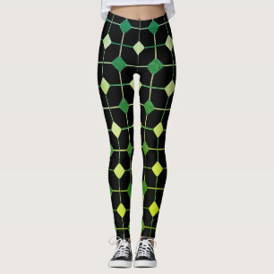 Leggings Motif géométrique vert et jaune sans couture sur n