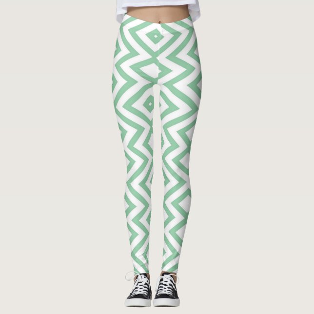 Leggings motif géométrique vert pastel (Devant)