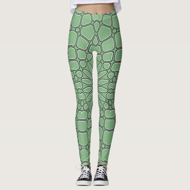 Leggings Motif géométrique vert "Ratti_Creative_Arts" (Devant)