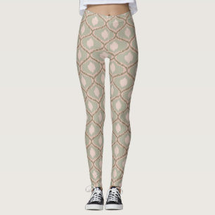 Leggings Motif géométrique vert sauge bohème