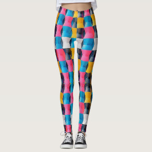Leggings Motif géométrique vibrant de sablier en 3D