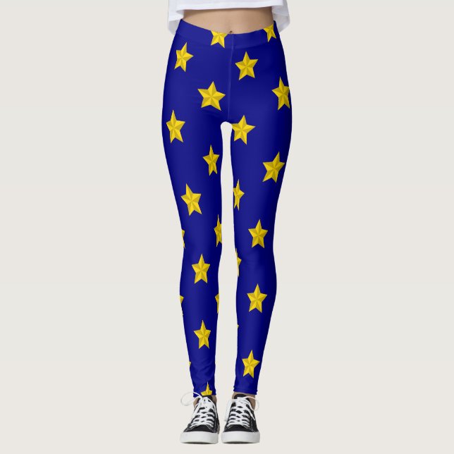 Leggings Motif Gold Stars, Bleu Marine, Exclusive (Devant)