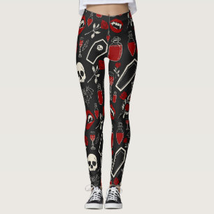 Leggings Motif gothique de vampire R Pivoines Chauves-sou