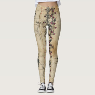 Leggings Motif gothique en dentelle rubis victorien (2)