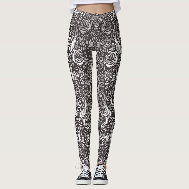 Leggings Motif gothique monochrome (Devant)