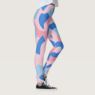 Leggings Motif gribouillé rose et bleu