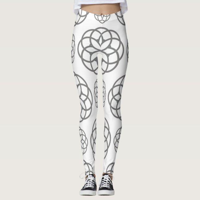 Leggings Motif gris cercles géométriques Moderne Élégant (Devant)
