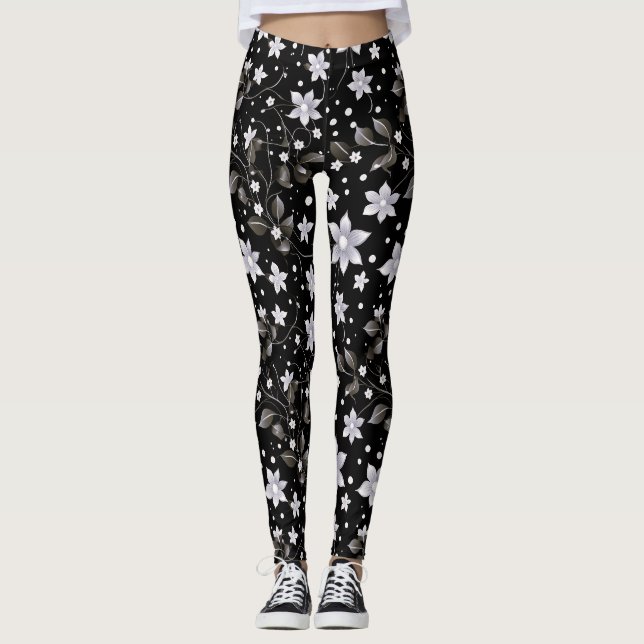 Leggings Motif gris et noir (Devant)