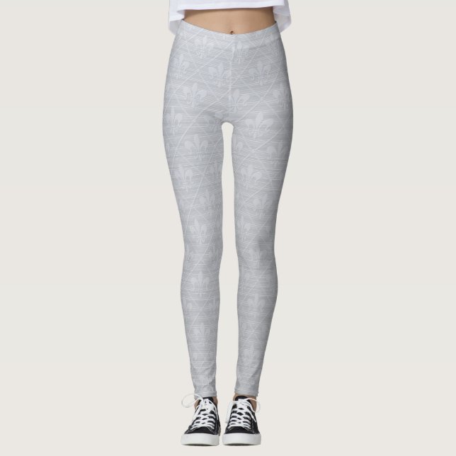 Leggings Motif Gris Fleur De Lis (Devant)