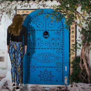 Leggings Motif Hanoukka Floral Bleu