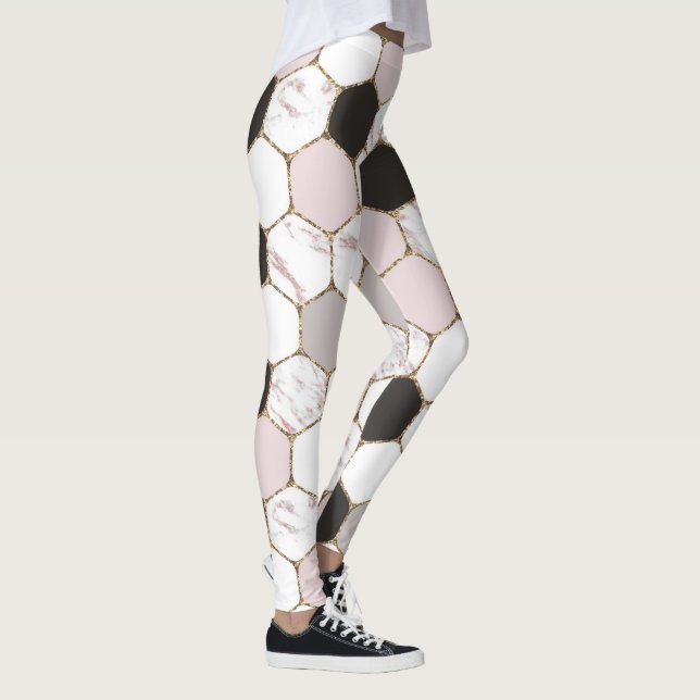 Leggings Motif Hexagon de marbre géométrique moderne (Droite)