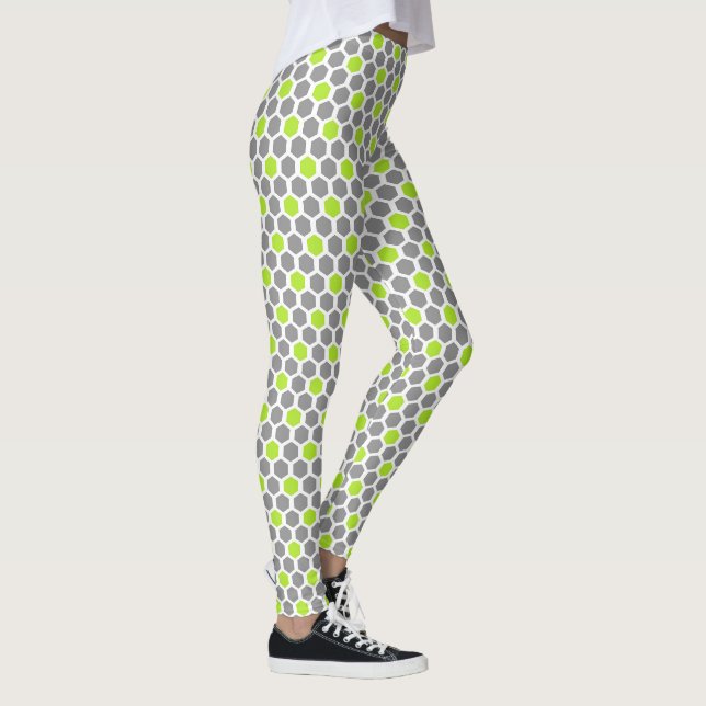 Leggings Motif Hexagone Gris et Citron (Droite)