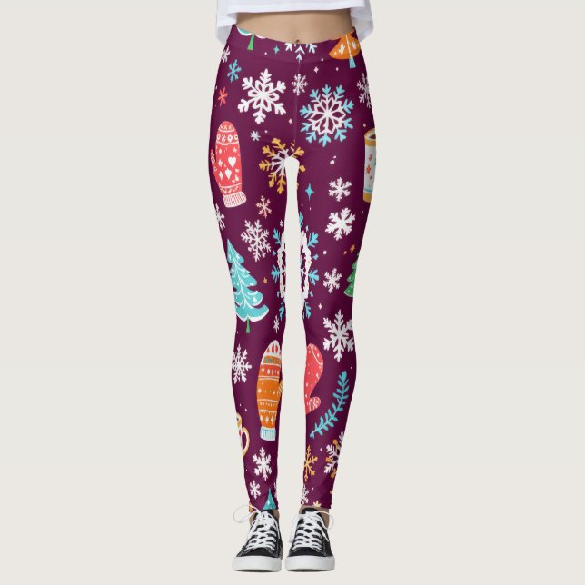 Leggings Motif hivernal coloré (Devant)