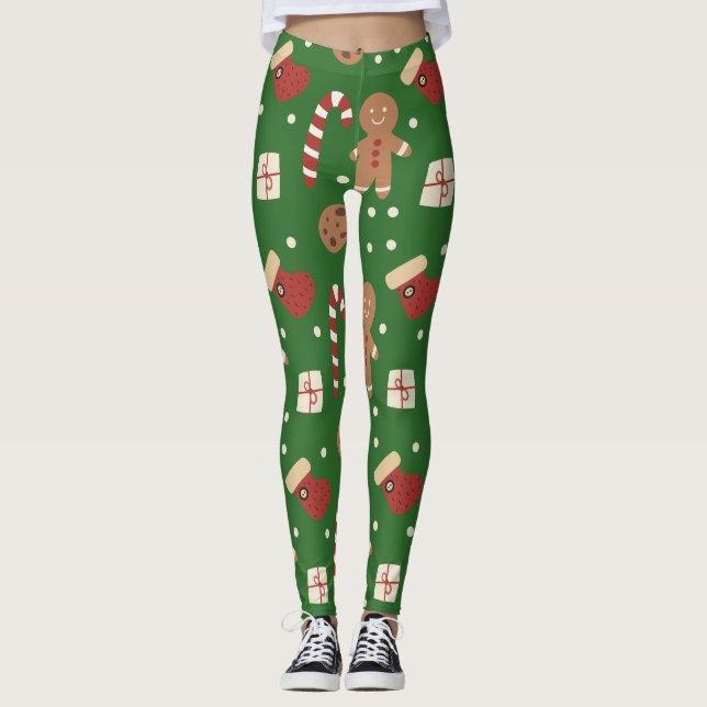 Leggings Motif homme de pain d'épices de Noël (Devant)