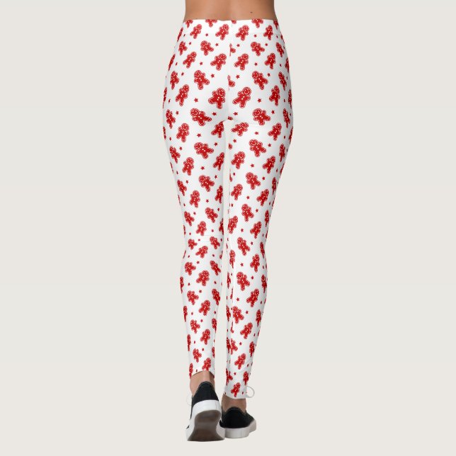 Leggings Motif homme en pain d'épices blanc et rouge modern (Dos)