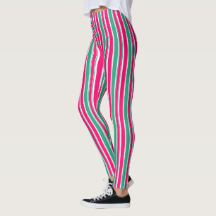 Leggings Motif horizontal rayé rouge-vert