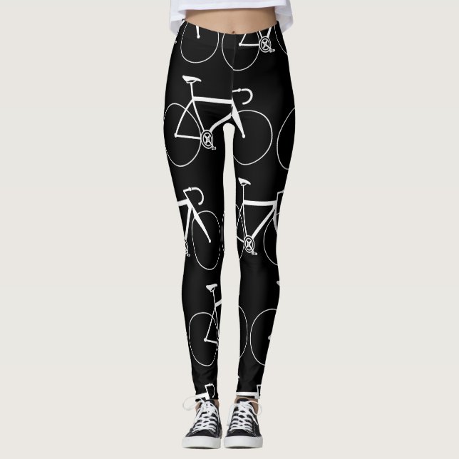 LEGGINGS MOTIF ICÔNE DE VÉLOS NOIR ET BLANC (Devant)