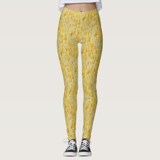 Leggings Motif Impressionniste Abstrait Jaune Pastel