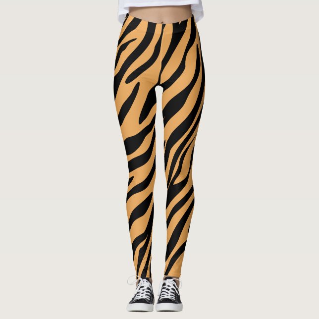 Leggings Motif imprimé animalier tigre du Bengale moderne (Devant)