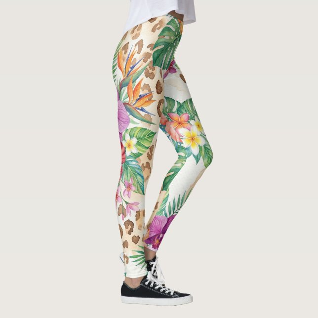 Leggings Motif Imprimé Léopard Floral Tropical (Droite)