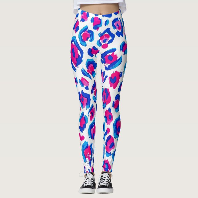 Leggings Motif imprimé léopard néon (Devant)
