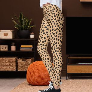 Leggings Motif imprimé safari léopard pêche et brun foncé