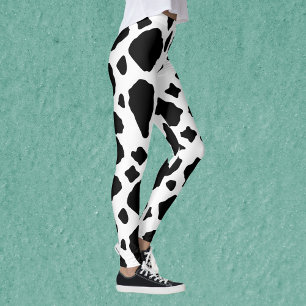 Leggings Motif imprimé vache noir et blanc Mignon