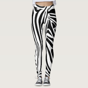 Leggings Motif Imprimé Zèbre Noir et Blanc Audacieux