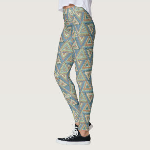 Leggings Motif indien tribal bleu extérieur de Geo X