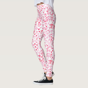 Leggings Motif IV de mots d'amour des coeurs   d'aquarelle