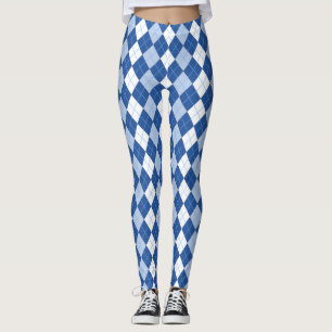 Leggings Motif Jacquard bleu et blanc sans couture