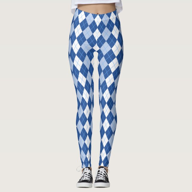 Leggings Motif Jacquard bleu et blanc sans couture (Devant)
