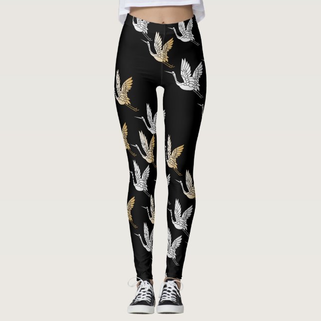 Leggings Motif japonais Black Silver Gold (Devant)