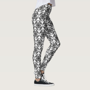 Leggings Motif japonais de médaillon, noir et blanc