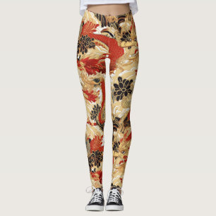 Leggings Motif japonais style tatouage de style dragon