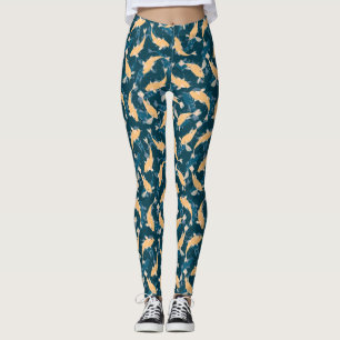 Leggings Motif jaune et bleu - Koi Fish