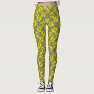Leggings Motif jaune floral de fleur sauvage