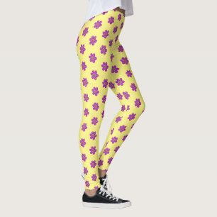 Leggings Motif jaune floral violet
